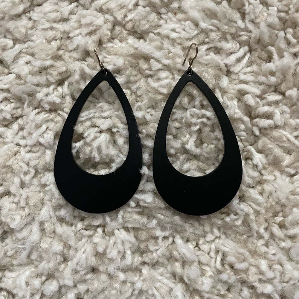 Black Teardrop Dangle Earrings - Women Jewelry Earrings